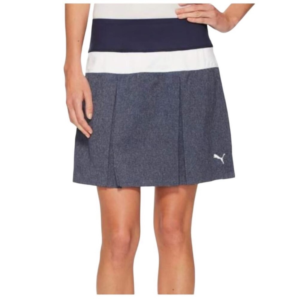 PUMA Pwrshape Blue & White Pleated Tennis Golf Skort Skirt Size L